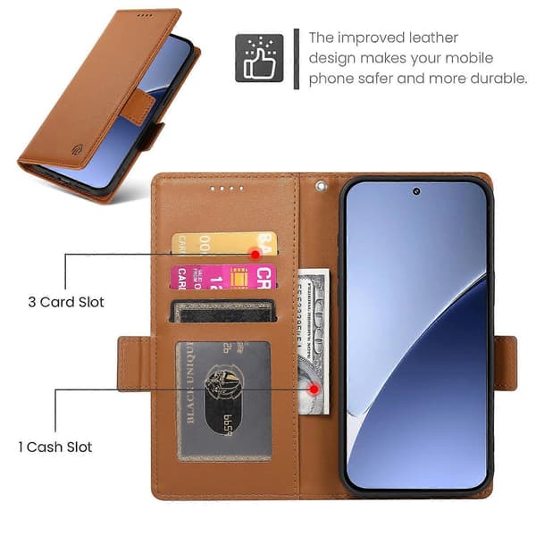 [LCS]För Xiaomi Redmi A5 4G (171.7mm)/Poco C71 4G Stativfodral PU Läder Plånboksfodral Multicolor Brown