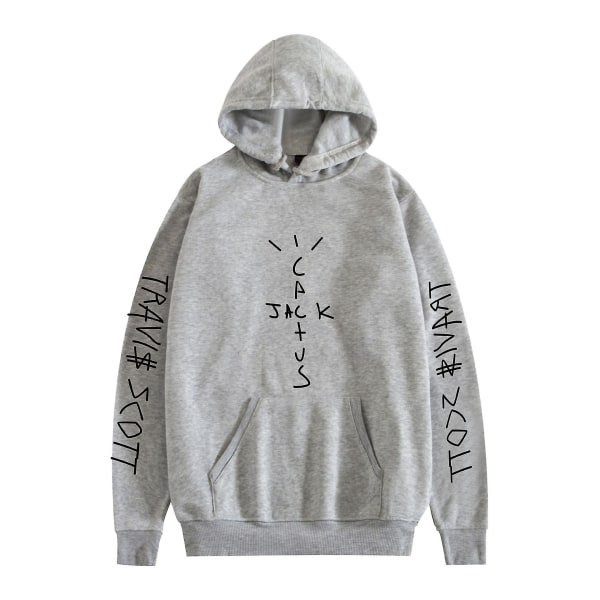 Travis Scott Unisex Huvtröja För Flicka Pojke Pullover Hoodie För Män Kvinnor Jul gray 2XL