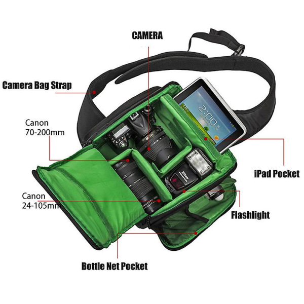 Utomhuskameraväska Singelaxel Diagonal Slr Kameraväska Digitalkamerafotograferingsväska Green