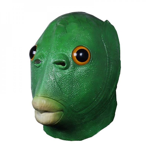 Vihreä Kala Pää Eläin Lateksi Päähine Naamio Karvaiset Käsineet Halloween Joulu Cosplay Puku