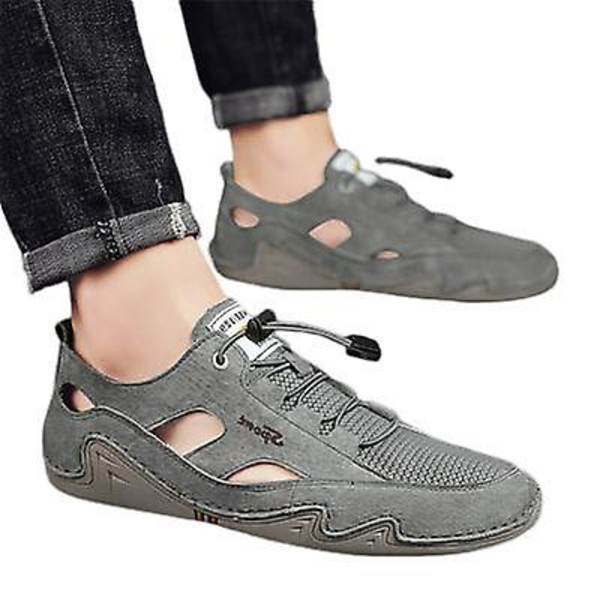 Herresko Åndbare Sandaler med Tåkappe, Casual Stil gray 39