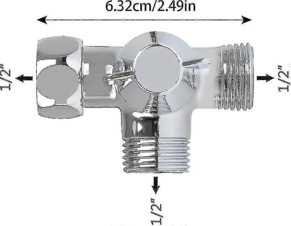 Solid messing 3-vejs ventil, 3-vejs omskifterventil, 3-vejs bruseomskifterventil, G1/2\" T-adapterventil, til brusebad, håndbruser og omskifterbruser