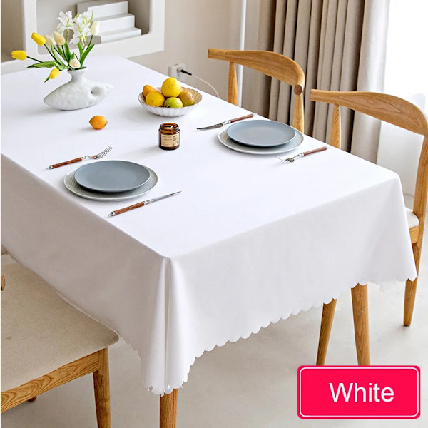 Vattentät Duk Nordisk Bomull och Linne Duk Japansk Stil Enfärgade Dukar För Matbord Soffbord Vit 140x180cm White