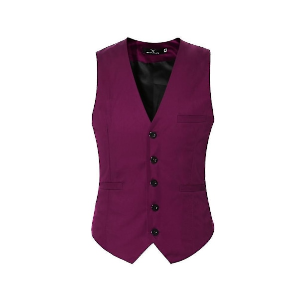 Herre V-hals Jakkesæt Vest Bomuld Slim Fire Sæsoner Vest Mørkerød XS Dark Red