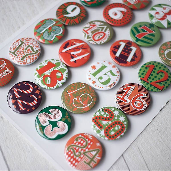 Adventskalender Märke Grön Och Röd 1-24 Gör-Det-Själv Adventskalender Pyssel