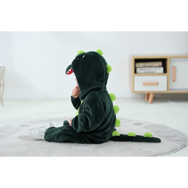 Reedca Toddler's Dinosaurie-dräkt för barn, söt huva-dräkt för halloween A-Dark Green Dinosaur 12-18 Months