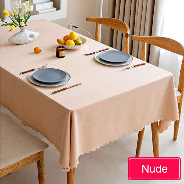 Vattentät Duk Nordisk Bomull och Linne Duk Japansk Stil Enfärgade Dukar För Matbord Soffbord Vit 140x180cm White