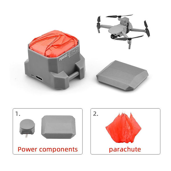 Ersättningskraftpaket för fallskärm + paraplyduk lämplig för DJI Mavic Air 2/2S Pro Zoom drönare flygsäkerhets fallskärmstillbehör Power and parachute