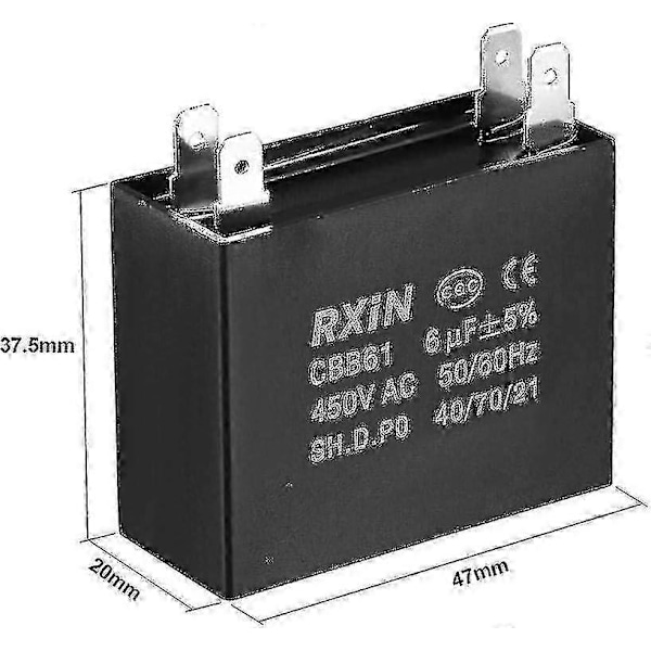 [LCS]6uF 450V AC CBB61 Kondensator til Loftventilator Motor