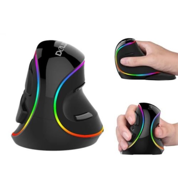 Trådbunden Gamingmus DELUX M618 Plus RGB Ljus Stark Ergonomisk Vertikal