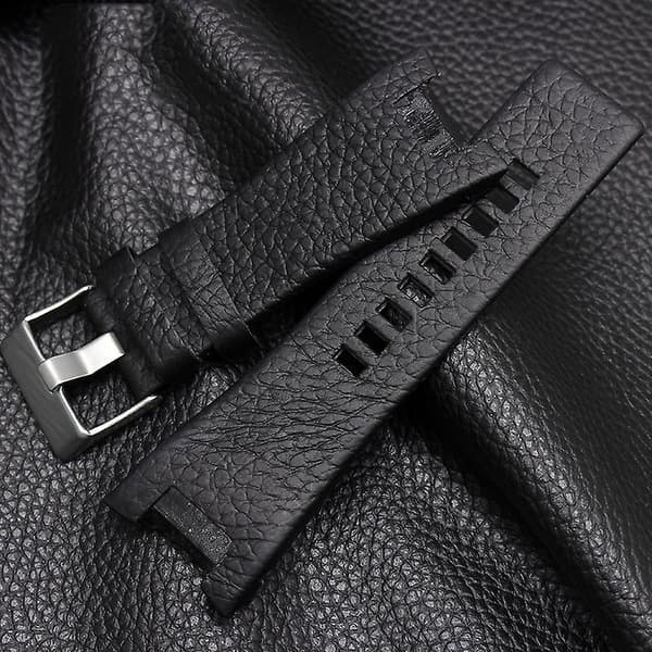 32 mm hakket læderrem til Diesel DZ1216 DZ4246 DZ4287 urrem Brown-Plain