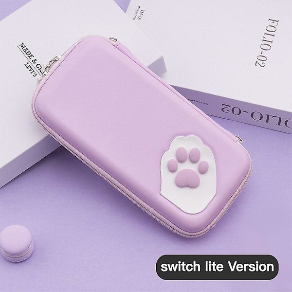 Söt kattklo förvaringsväska för Nintendo Switch, bärbar förvaringsväska hårt skal för Nintend Switch Lite, konsolskydd Purple for lite