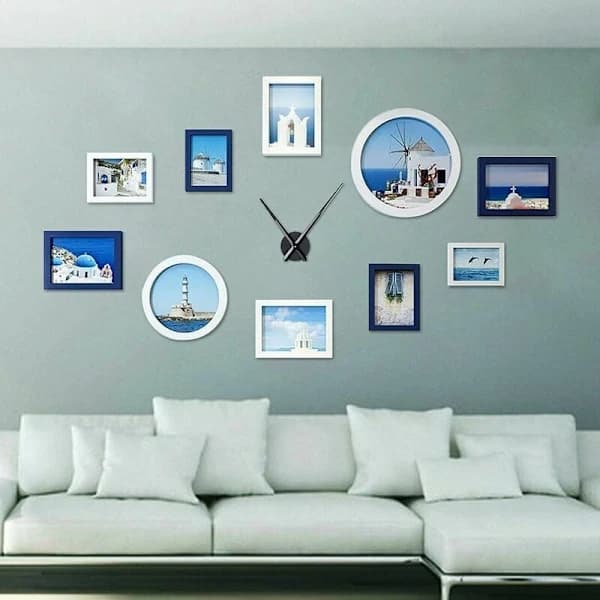 [LCS] Large Black Wall Clock with Simple Hands without Numbers, Clock Mechanism with High Longitudinal Axis and 31.5 cm Long Hands