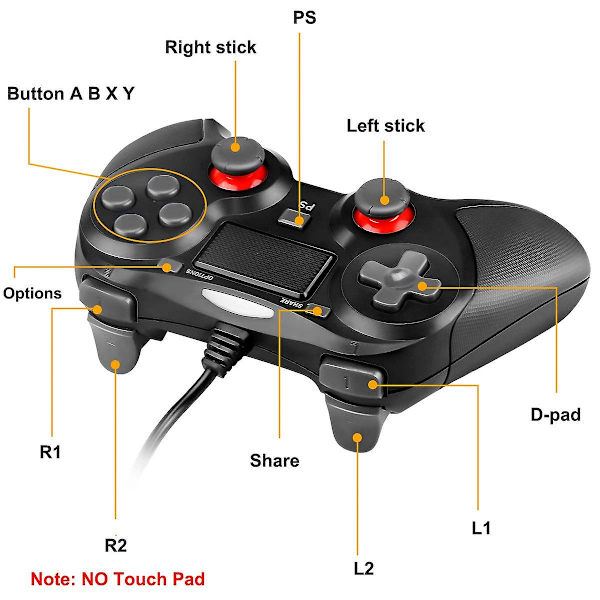 Kaksoisvärinä Turbo Trigger -painikeohjain, yhteensopiva Ps4:n kanssa kaapelilla