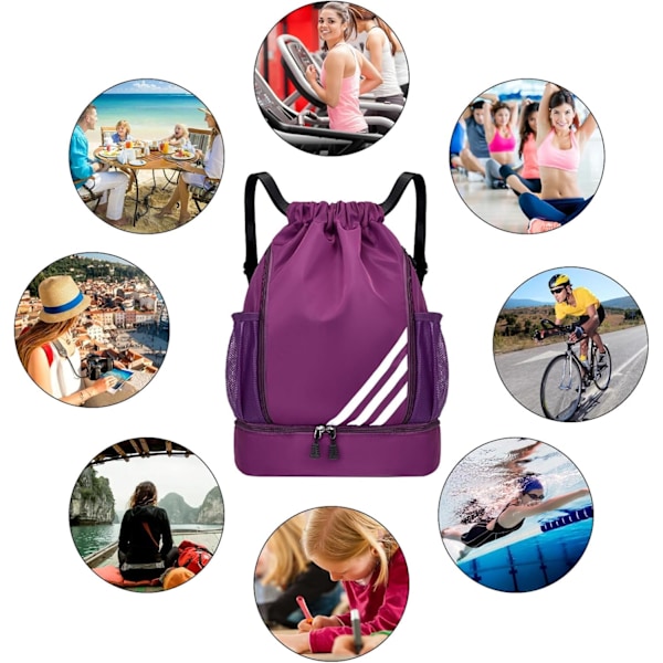 Glidelåser, Vanntett Svømmebag for Barn Voksne, Stor Glidelås Gymbag, Sports Glidelås Gym Ryggsekk, Unisex PE Bag med Skokammer yellow