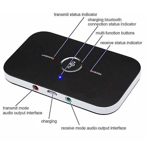 Bluetooth 5.0 Audio Lähetin Vastaanotin 2 In 1 3.5mm Jack Rca Stereo Musiikki Langaton Adapteri Autoon Kuulokkeisiin Kaiuttimeen Tv Pc:hen
