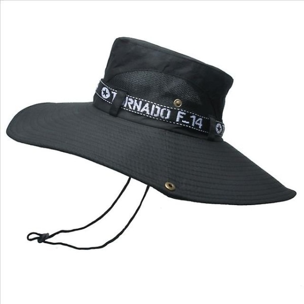 Fiskehatt med bred brätte sommar vår herr bucket hattar vandring Sombrero Gorro solhatt för män utomhus resor safari bucket hatt Black