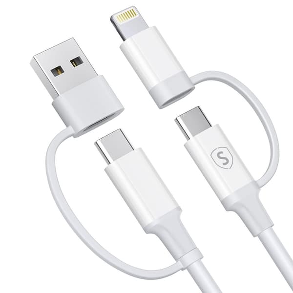 [LCS]SiGN 4in1 USB-A/USB-C–Lightning/USB-C-kaapeli 60W/3A, 1m - Valkoinen 100
