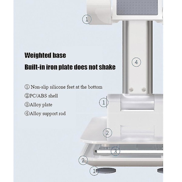 Opgraderet Justerbar Bordtelefonholder Stand Foldbar Bærbar Stand BLACK