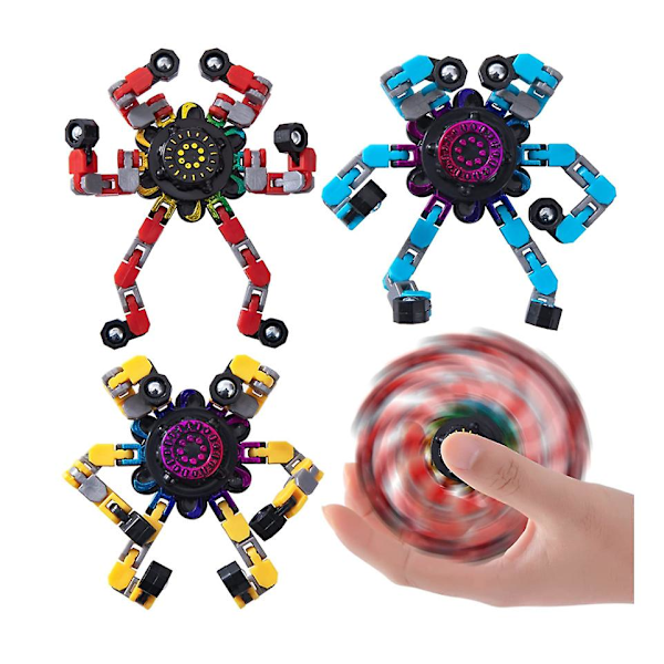 3-pack Fidget Spinner Transformerbar Fingertoppsspinner Kompatibel med Barn A