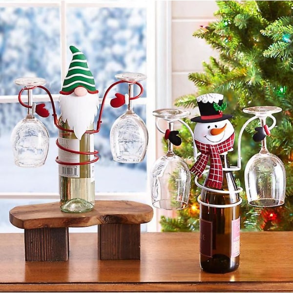 Jul Vinflaska och Glas Hållare Ställning Juldekoration Snowman expedited shipment