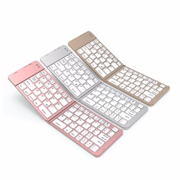 Qwert Trådlöst Bluetooth3.0 Tangentbord Vikbart Slim Tangentbord för Ipad Apple IOS Android (gyllene)