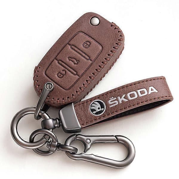 Skoda Nøglering i Metal og Læder