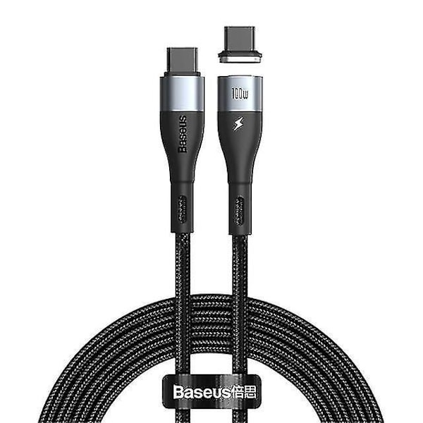 Svart 100W magnetisk ladekabel for hurtiglading Type C-kabel