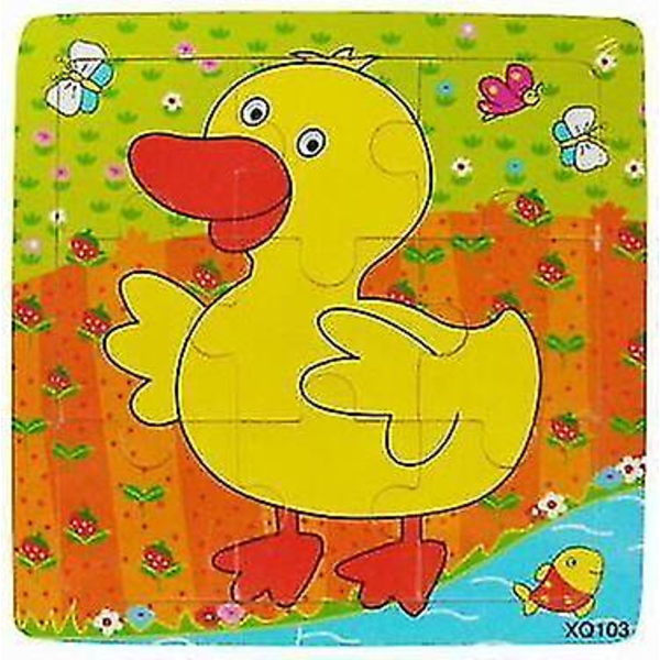 Træpuslespil med dyr til 3D mosaik, lærerigt for børn, til babys fødselsdag duck