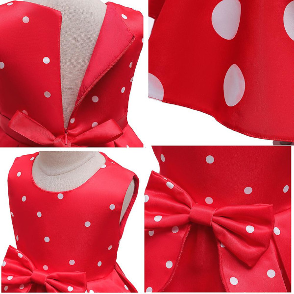 Flickor Jul Polka Dots Födelsedag Princess Dress Halloween Carnival kostym red 130