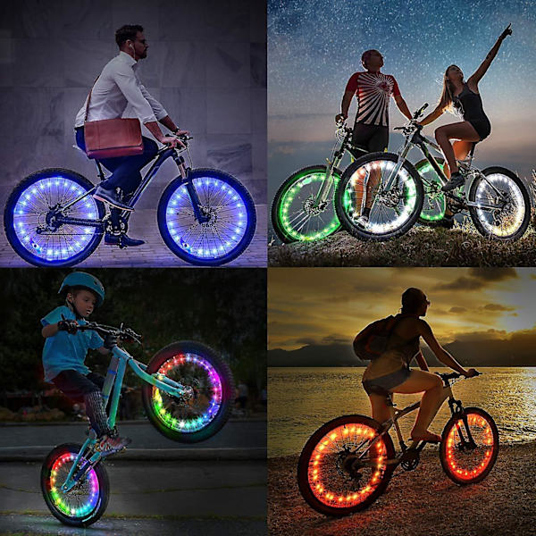 Sykkelhjullys - LED-sykkellykter, LED-lysstreng for sykkel (2 stk)