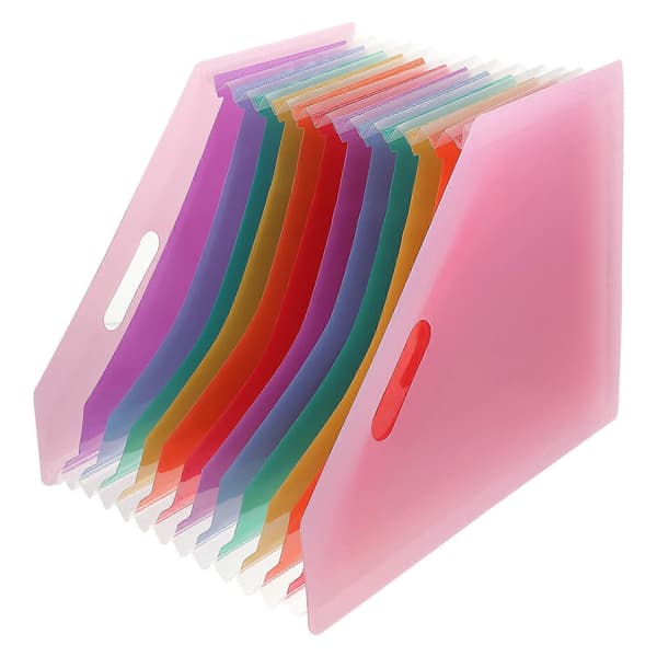 Trekkspillmappe for dokumenter i plastmateriale