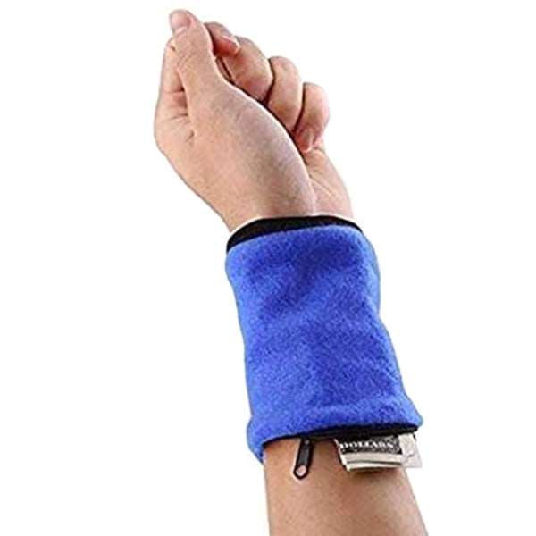 Armbandsficka med dragkedja Armbandsväska Svettband Armbandsplånbok för Nycklar Pengar Kort Löpning Fitness Blue