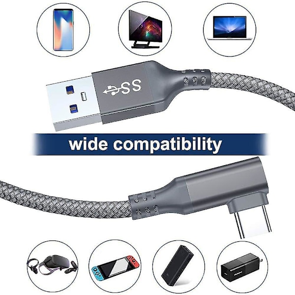 Kompatibel med Oculus Quest 2 Link-kabel 5m USB 3.0 snabbladdningskablar Kompatibel med Quest2 VR dataöverföring snabbt