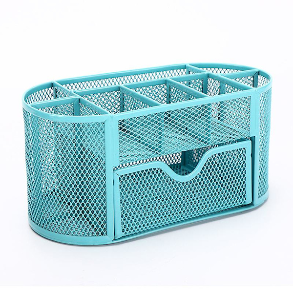Skrivebordsorganisator Kompatibel med Kontorartikler Penholder Multifunktionel Mesh Skrivebordsorganisering Blue