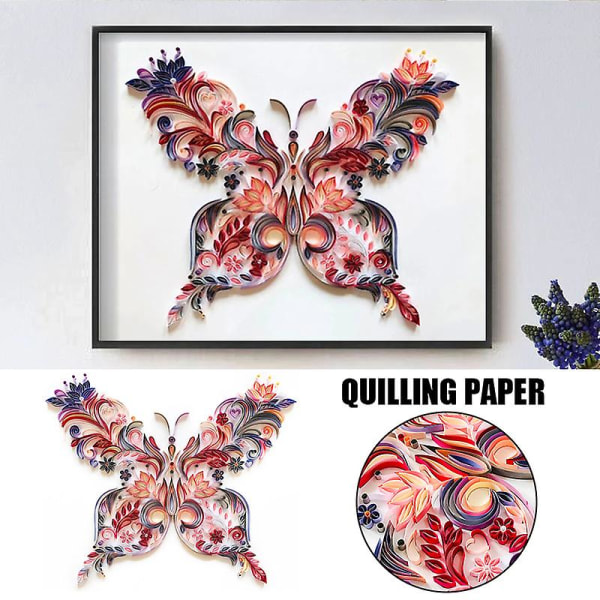 Quilling Pappersmålning Kit Fjäril Blomma Konst Dekal DIY Väggdekaler För Barn Sovrum