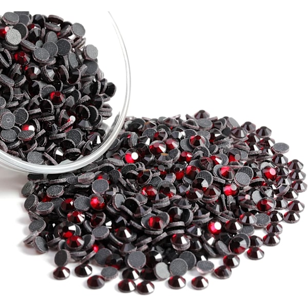 8000 stk. Hotfix Mørk Siam Rød Rhinestones for Håndverk, SS6 (1.9-2.1 mm) Mørk Siam SS6 Dark Siam