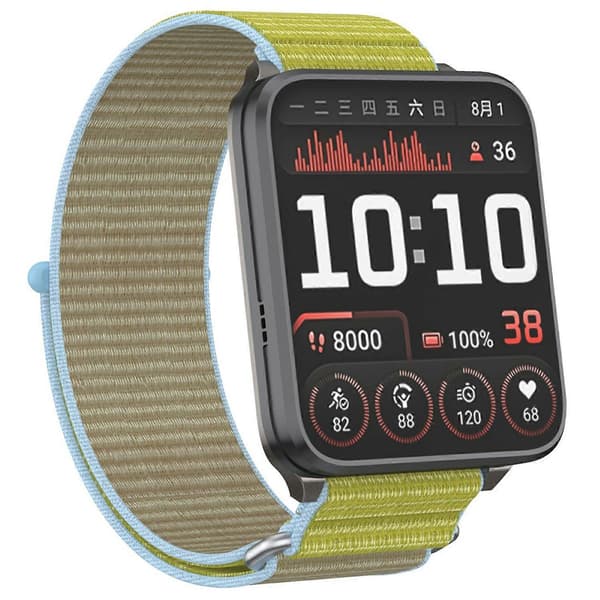 [LCS]Til Garmin Venu X1 Håndledsrem Magic Tape Nylon Loop Urrem med Metalring - Camel Multicolor Camel