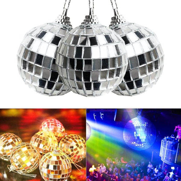 24 st 4 cm Party Julgran Prydnad Hängande Discokula Spegel Discokula