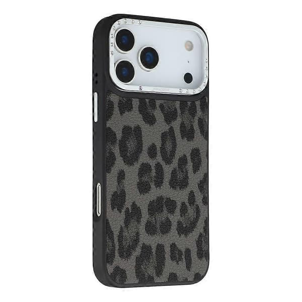JAUCASE Kompatibel med iPhone 17 Pro Max Magnetisk Deksel Leopardmønster PU + TPU + PC Telefonbakdeksel Black
