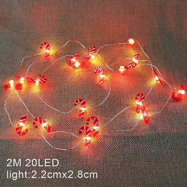 2m Joulupukki Joulukuusi Led Valonauha Garland Lumihiutale Koriste Kotiin Joulu Uusi Vuosi Small crutch
