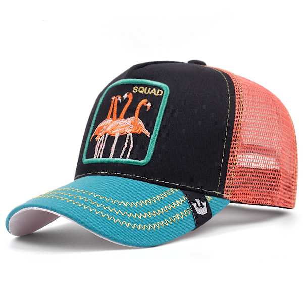 Farmdyr Trucker Baseball Cap Hat Mesh Style Mænd Kvinder Hip Hop Bros, justerbar Baseball Hat qd bedst flamingo black blue red