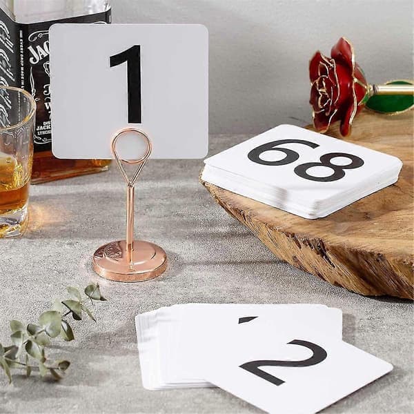 50 stk. bordnumre 1-50, 9,4x10,2 cm bordnumre, dobbeltsidede bordnummerkort - til bryllupsreception restaurant White