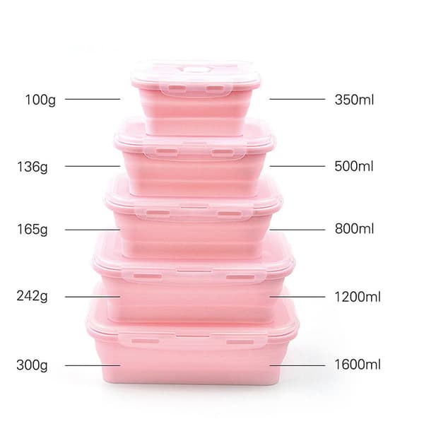 [LCS] Bento Box Matboks Silikon Sammenleggbar Matbeholder Lyseblå 3 Light blue