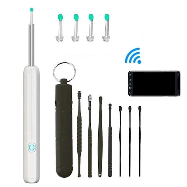 Langaton Älykäs Visuaalinen Korvanpuhdistin USB WiFi Otoskooppi TW1 Korvavahan Poistotyökalusetti Kameralla Korvan Endoskooppi HD 1080P iPhone iPad Android [DB]