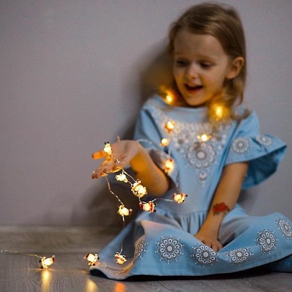 2m Jultomte Julgran LED Ljusslinga Girlang Snöflingor Dekoration För Hemmet Fairy Nyår Santa Claus