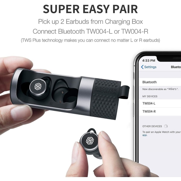Chronus TW004 In-Ear Hörlurar med Bluetooth 5.0 Mikrofon Ch