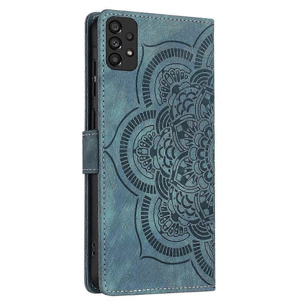 [LCS] Mandala präglat retro frostat läderfodral för telefon Blue For Samsung Galaxy A33 5G