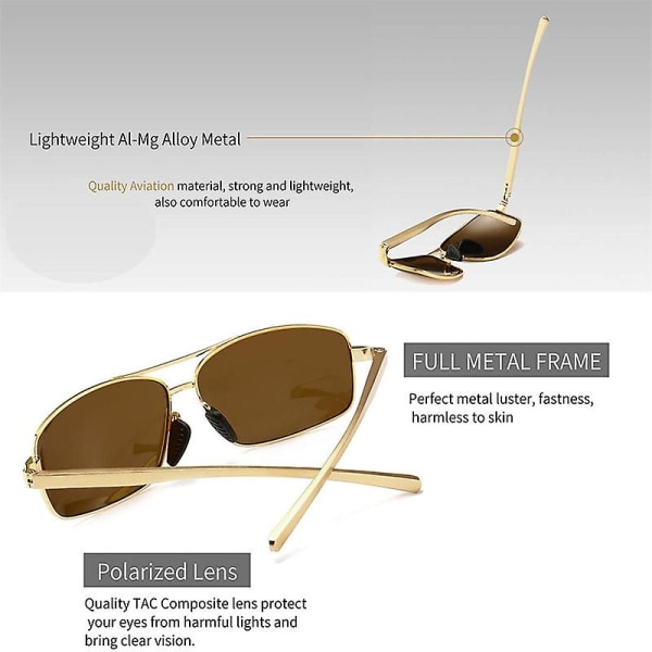 Uv400 Ultralätta Rektangulära Polariserade Solglasögon Brown