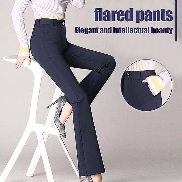 Dame Dressbukse Pull On Stretch Bukser For Arbeid Kontor Slim Fit Høy Midje Bukse